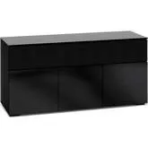 Oslo 339 65" TV Stand Cabinet with Soundbar Opening in Black Oak with Smoked Black Glass Doors & Top